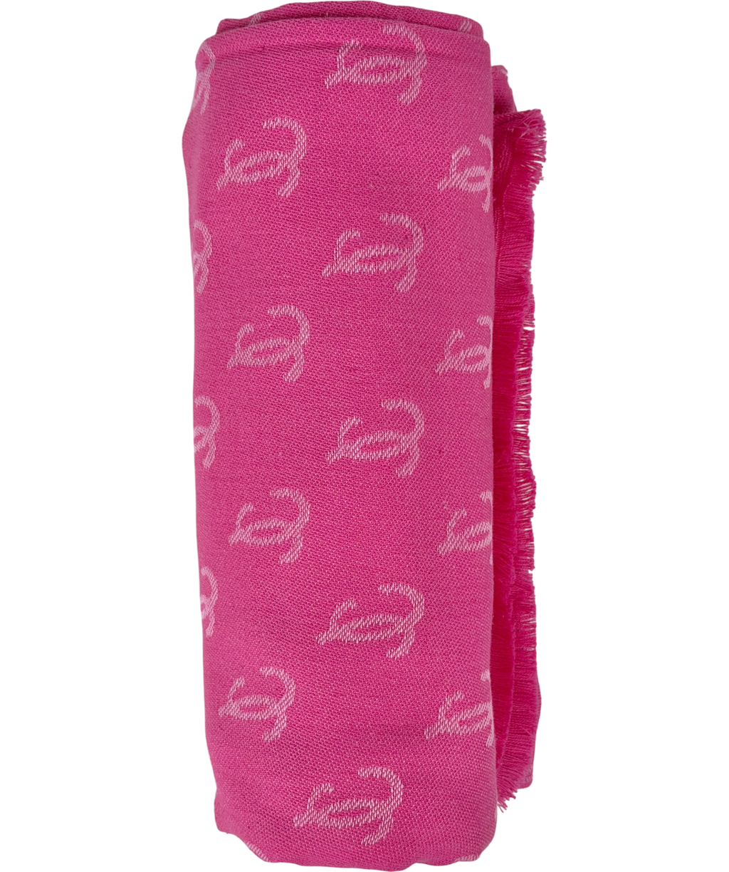 Jimmy Choo Pink Cotton Monogram Scarf One Size