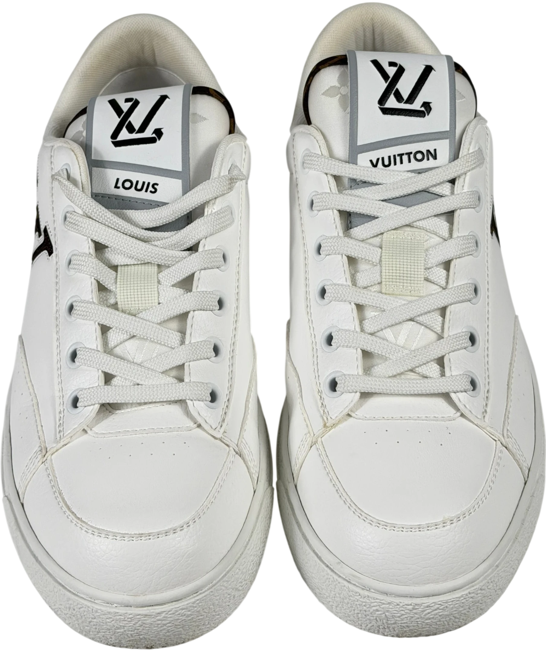 LOUIS VUITTON Charlie White Leather Monogram Low-top Sneakers UK 5 EU 38