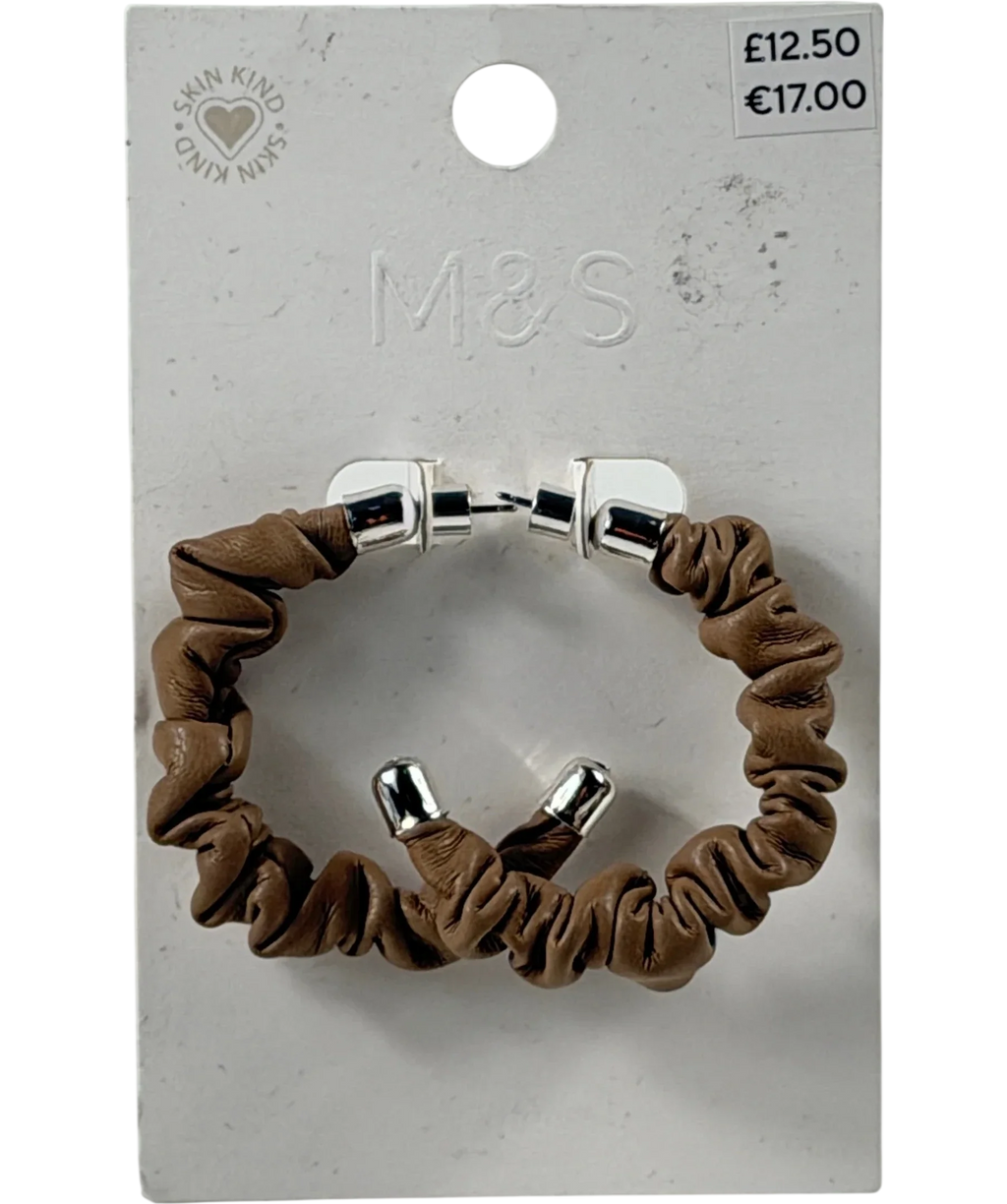 M&S Collection Skin Kind Ruched Beige Hoop Earrings One Size