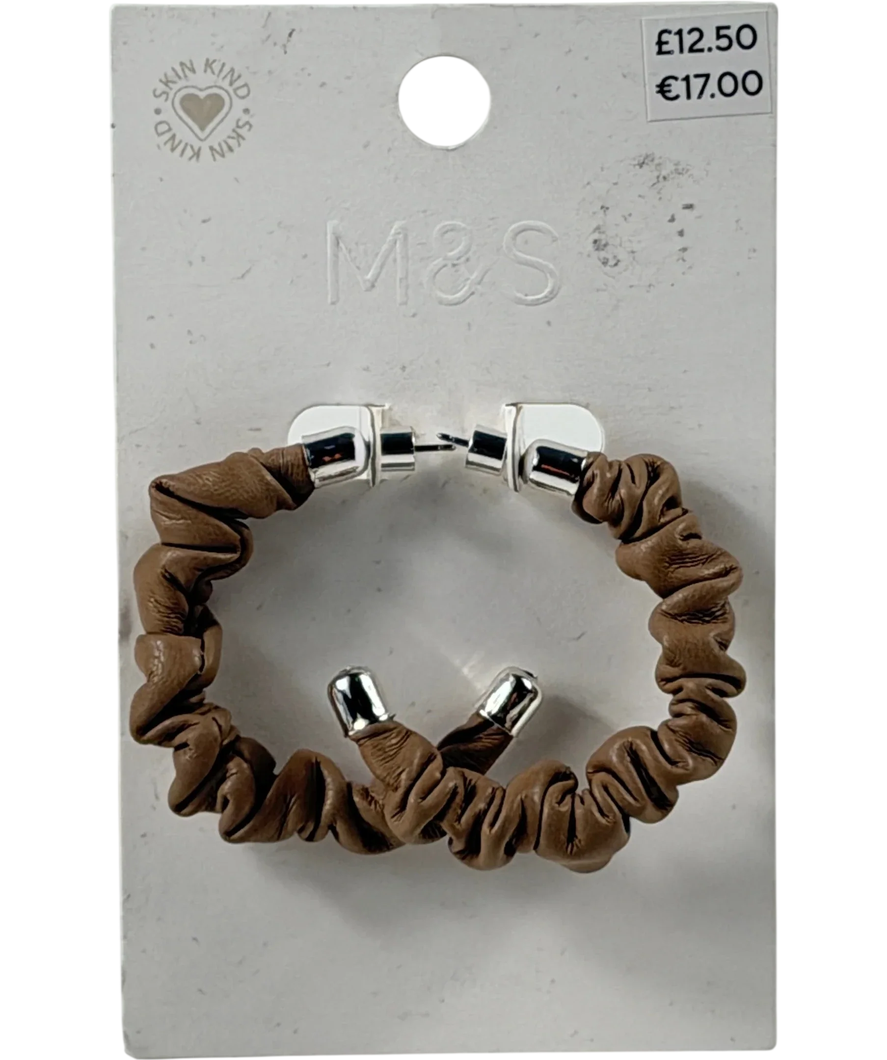 M&S Collection Skin Kind Ruched Beige Hoop Earrings One Size