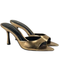 MANGO Pepic Gold Metallic Pointed Heeled Mules UK 4 EU 37