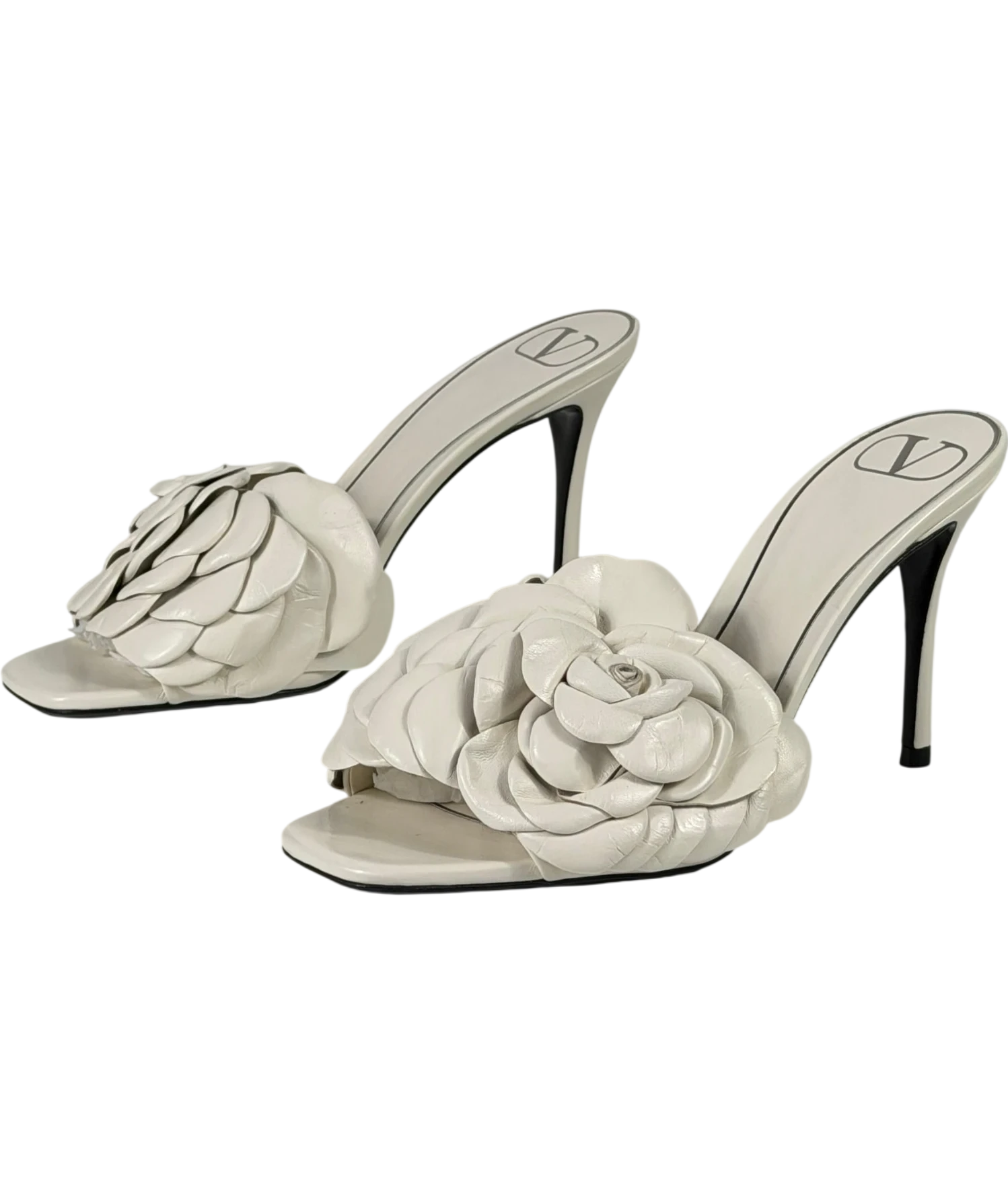 VALENTINO GARAVANI Cream Atelier 03 Rose Edition 90 Leather Mules In Avorio UK 5 EU 38