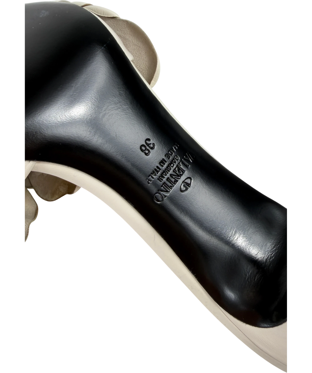 VALENTINO GARAVANI Cream Atelier 03 Rose Edition 90 Leather Mules In Avorio UK 5 EU 38