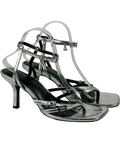 4th & Reckless Metallic Chicago Silver Buckle Heeled Sandals UK 7 EU 40