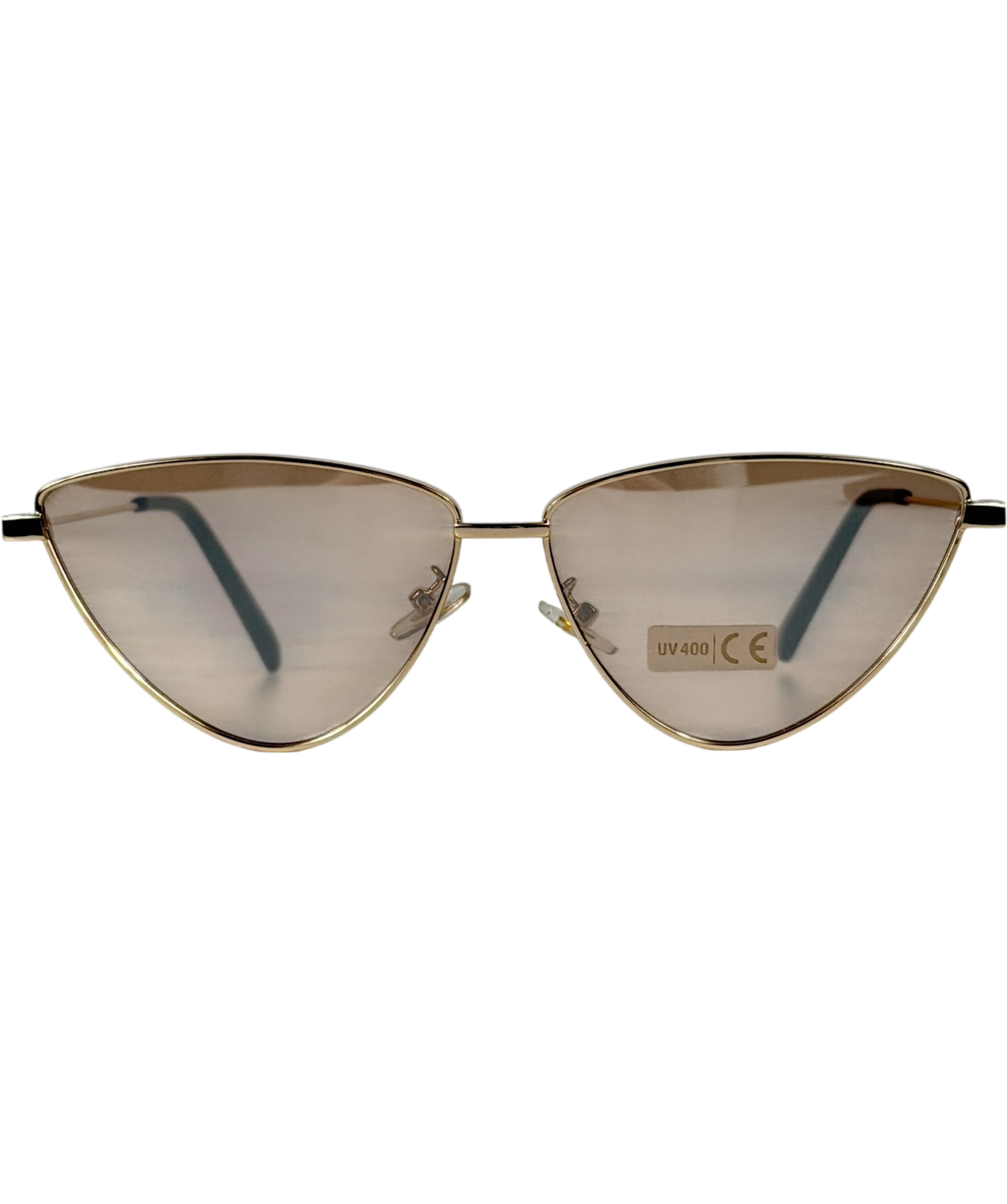Noughts & Kisses Brown Montuiri Gold Tint Cat Eye Sunglasses in Case