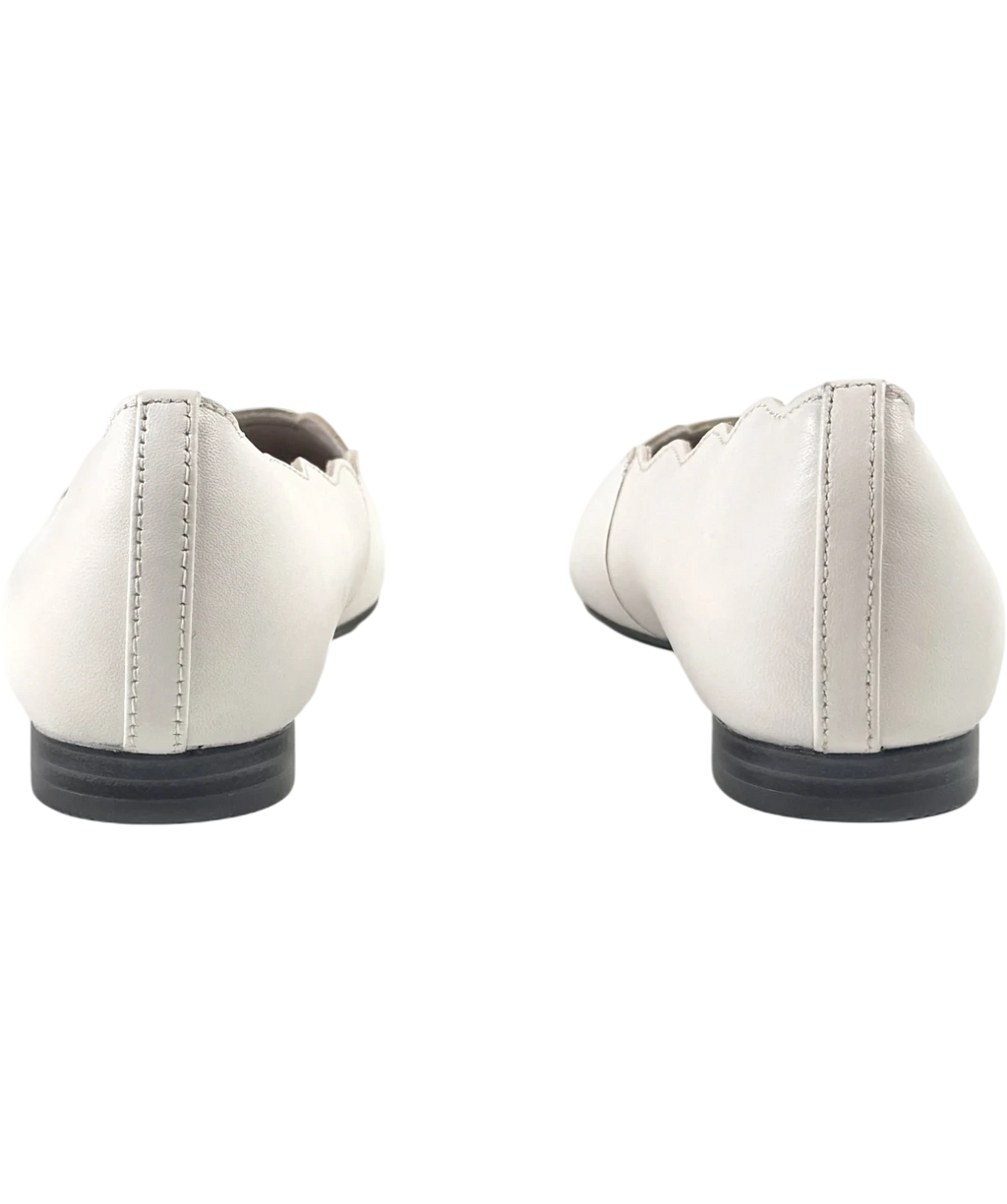 M&S White Collection Wide Fit Leather Ballet Pumps, UK 6 EU 39