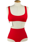 SOLID & STRIPED Red Scoop Neck High Waisted Bikini Set UK XS