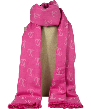Jimmy Choo Pink Cotton Monogram Scarf One Size