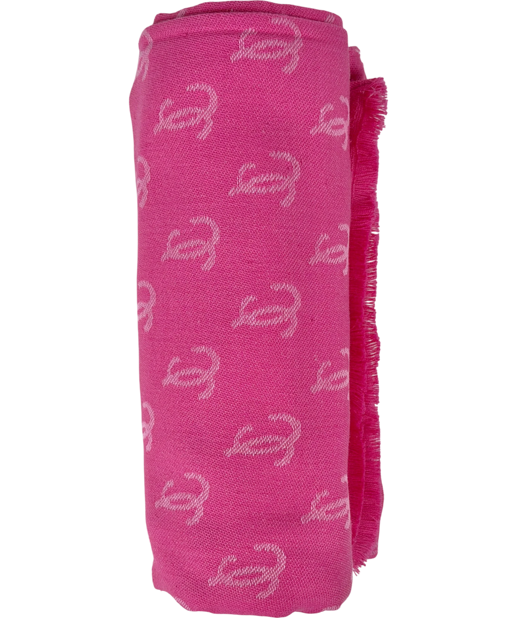 Jimmy Choo Pink Cotton Monogram Scarf One Size