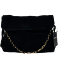 River Island Black Real Suede Chain Slouch Shoulder Bag