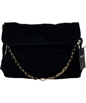 River Island Black Real Suede Chain Slouch Shoulder Bag