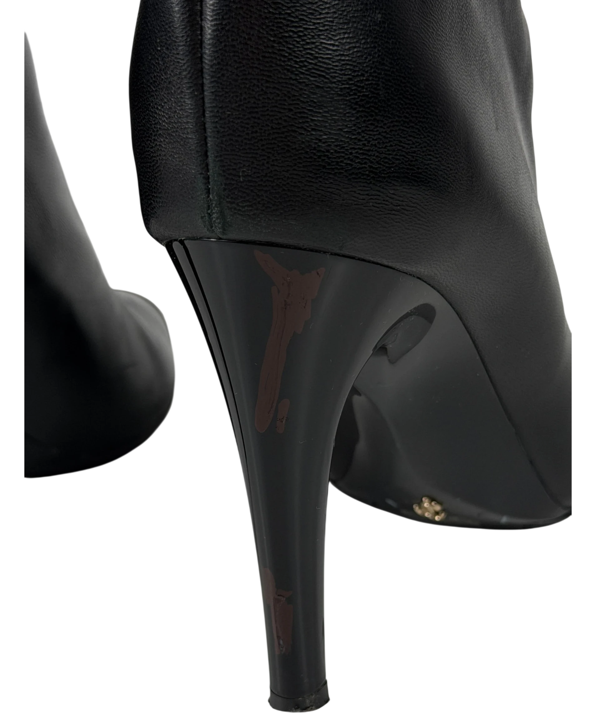 JIMMY CHOO Black Leather Pointed Toe Ankle Boots With Patent Cap Toe UK 5 EU 38