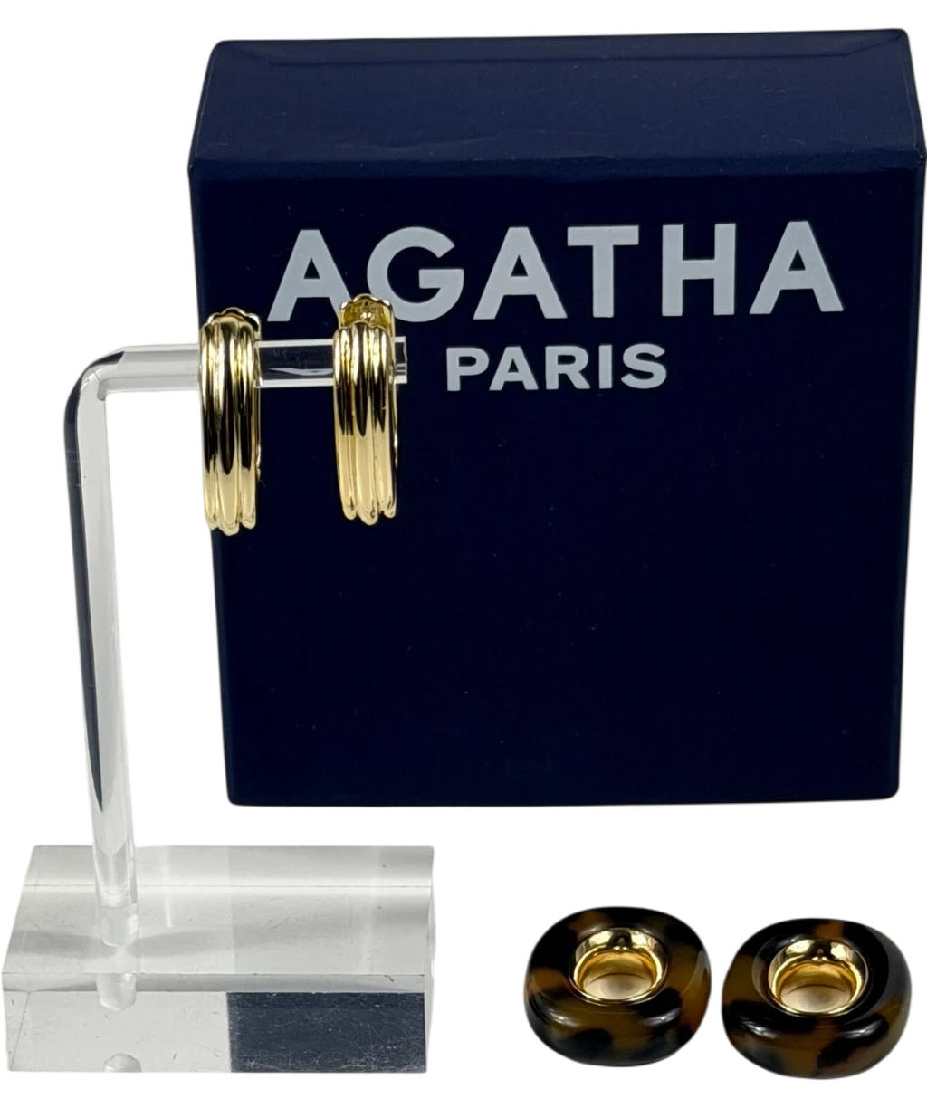 agatha paris Palais Royal Scale And Yellow Gold Hoop Earrings One Size