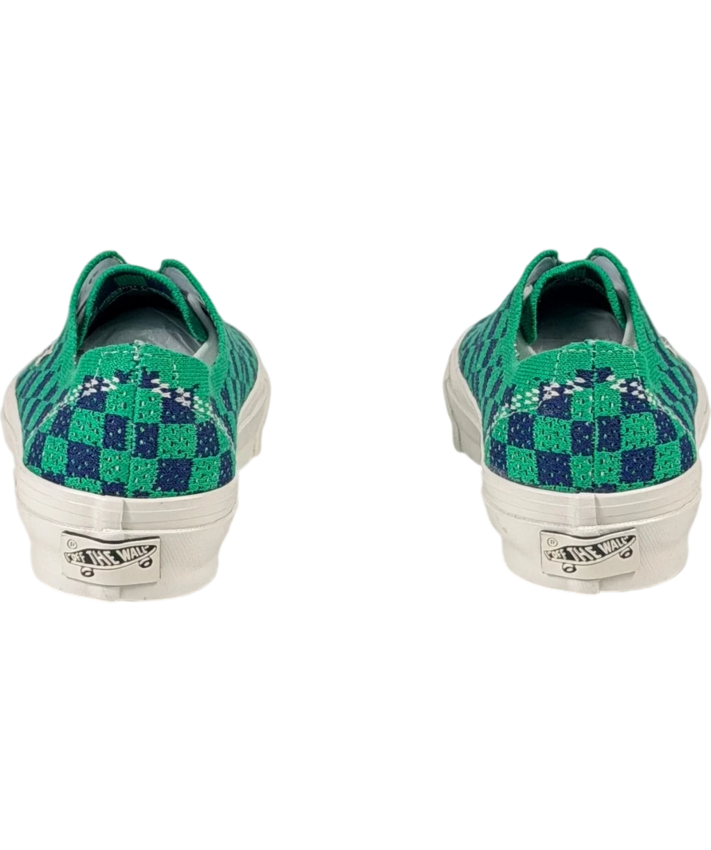 VANS Premium Authentic 44 Ek Punk Check Green & Navy Sneakers UK 3 EU 36