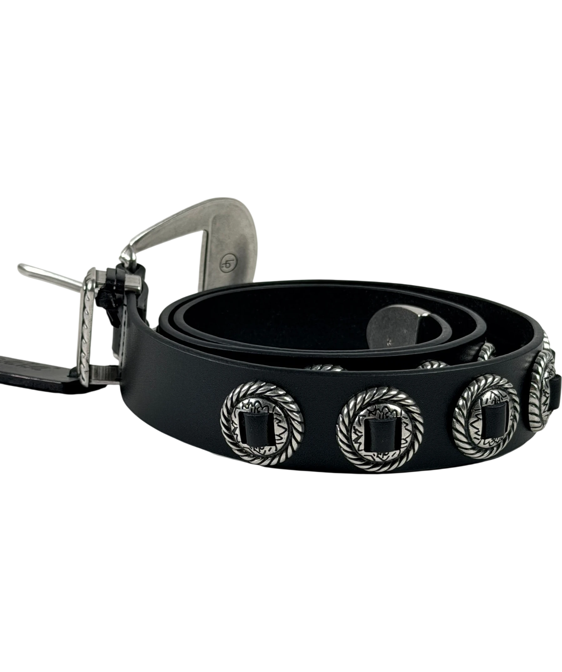 LINEA PELLE Studded Western Concho Belt In Black UK M