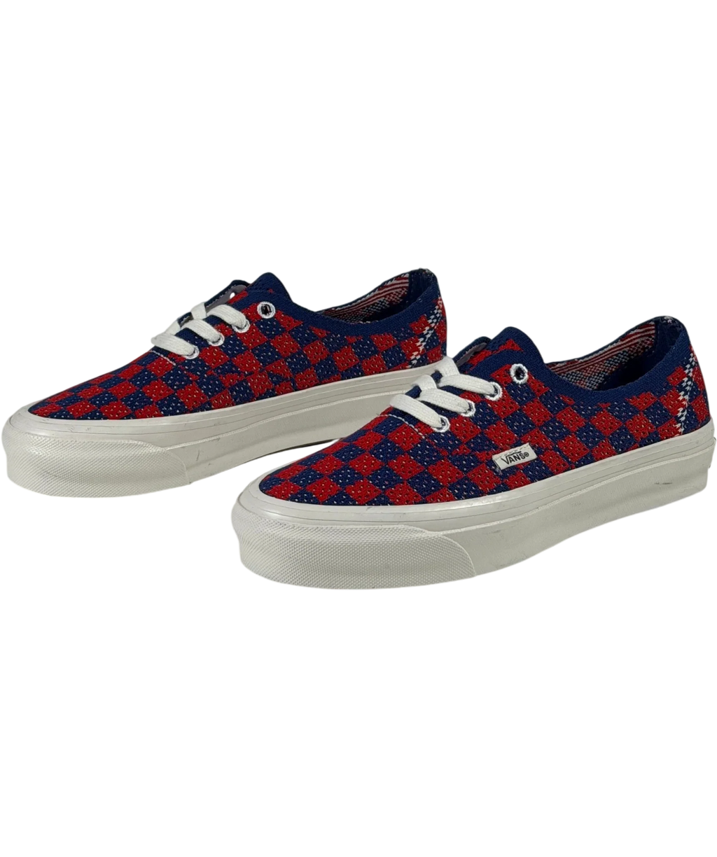 VANS Premium Authentic 44 Ek Punk Check Red And Blue Sneakers UK 3 EU 36