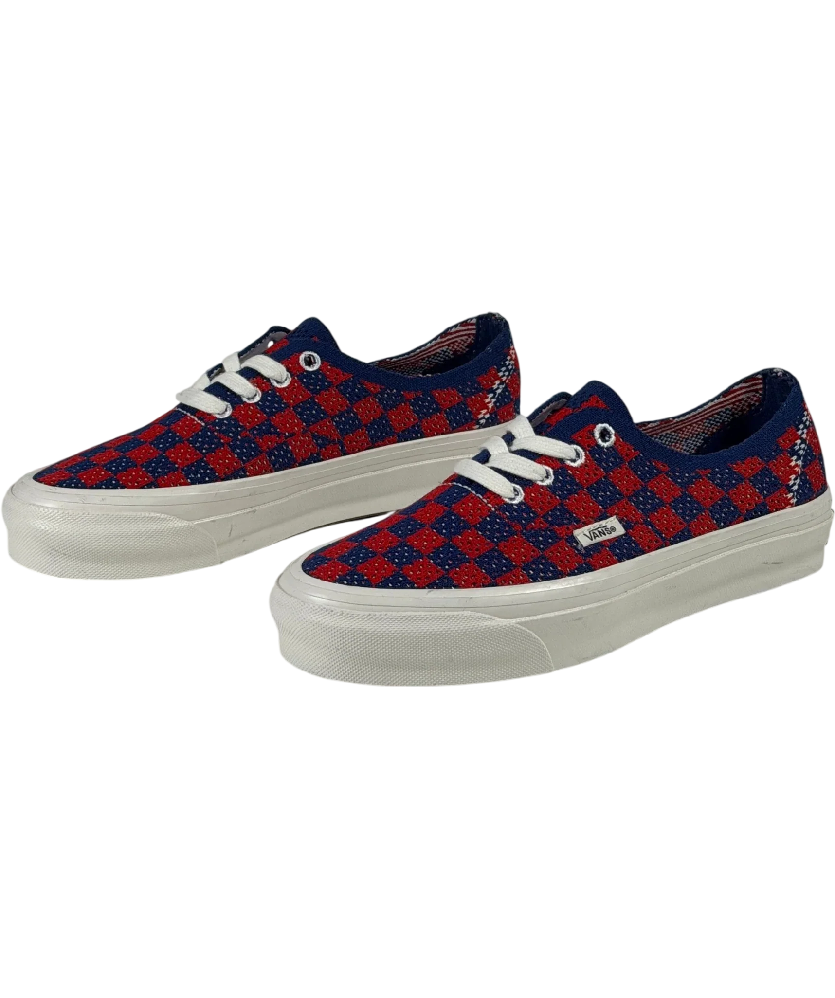 VANS Premium Authentic 44 Ek Punk Check Red And Blue Sneakers UK 3 EU 36