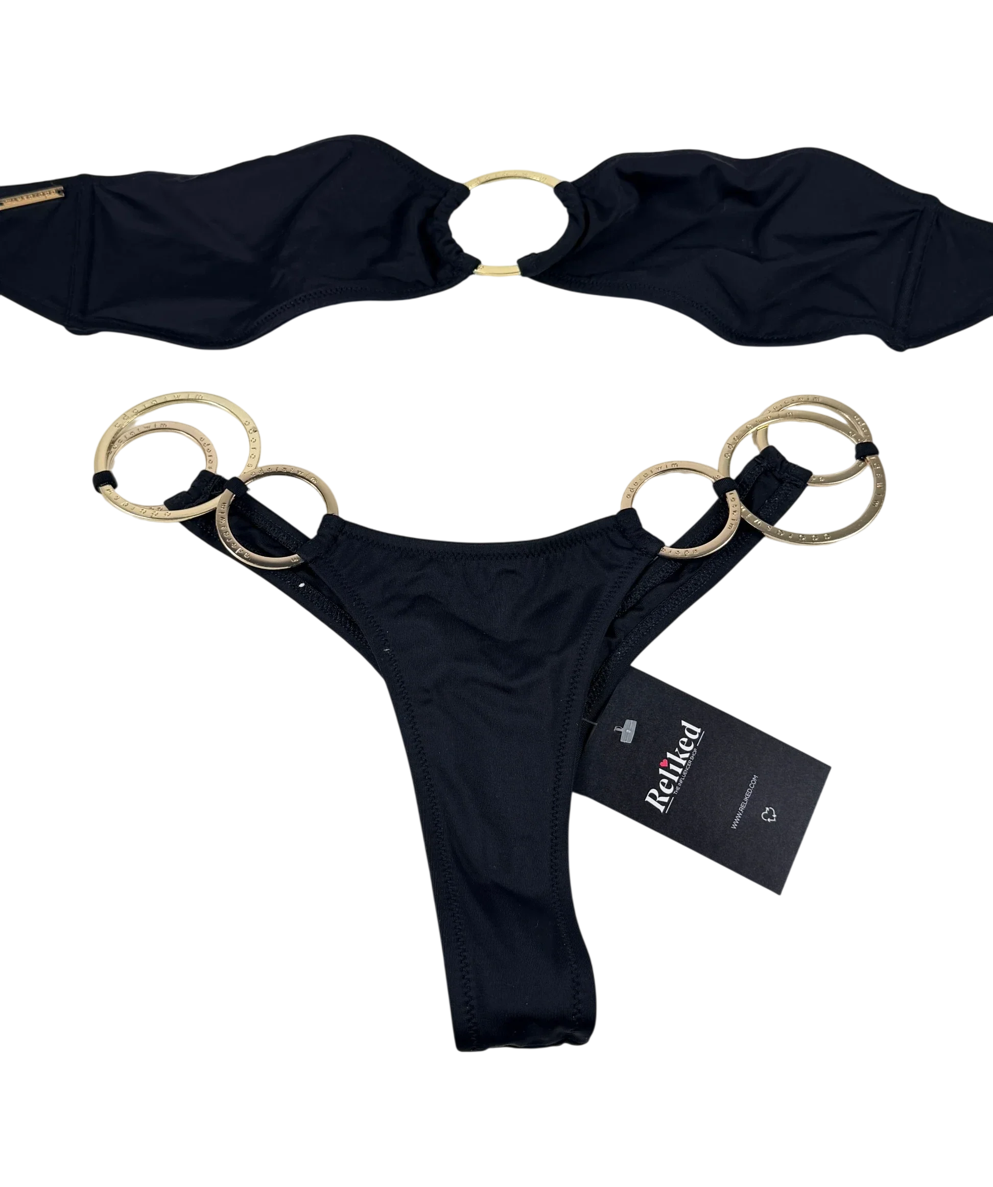 adoora swim Portofino Top And San Cosma Bottoms Bikini Set Black UK S/M