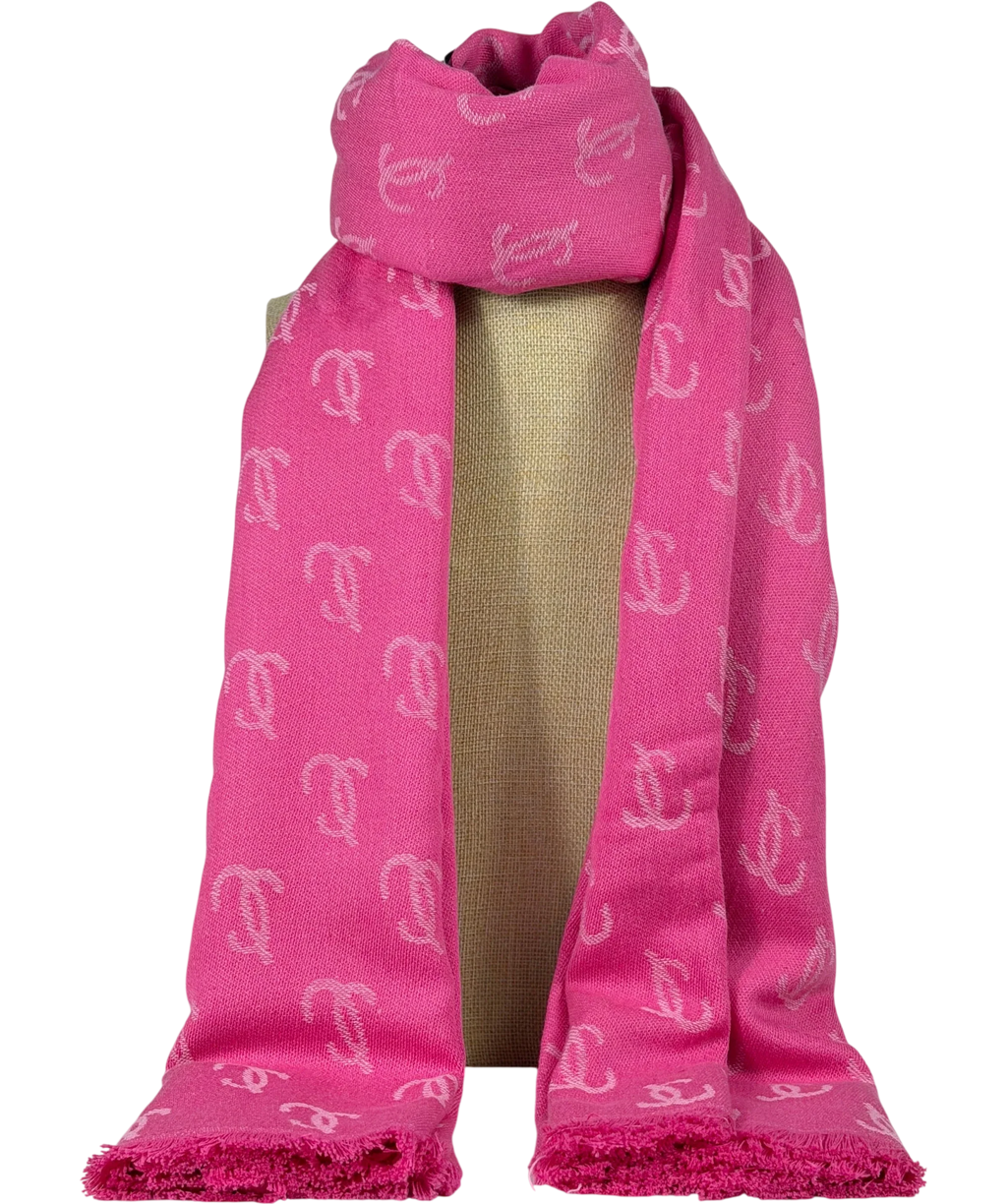 Jimmy Choo Pink Cotton Monogram Scarf One Size
