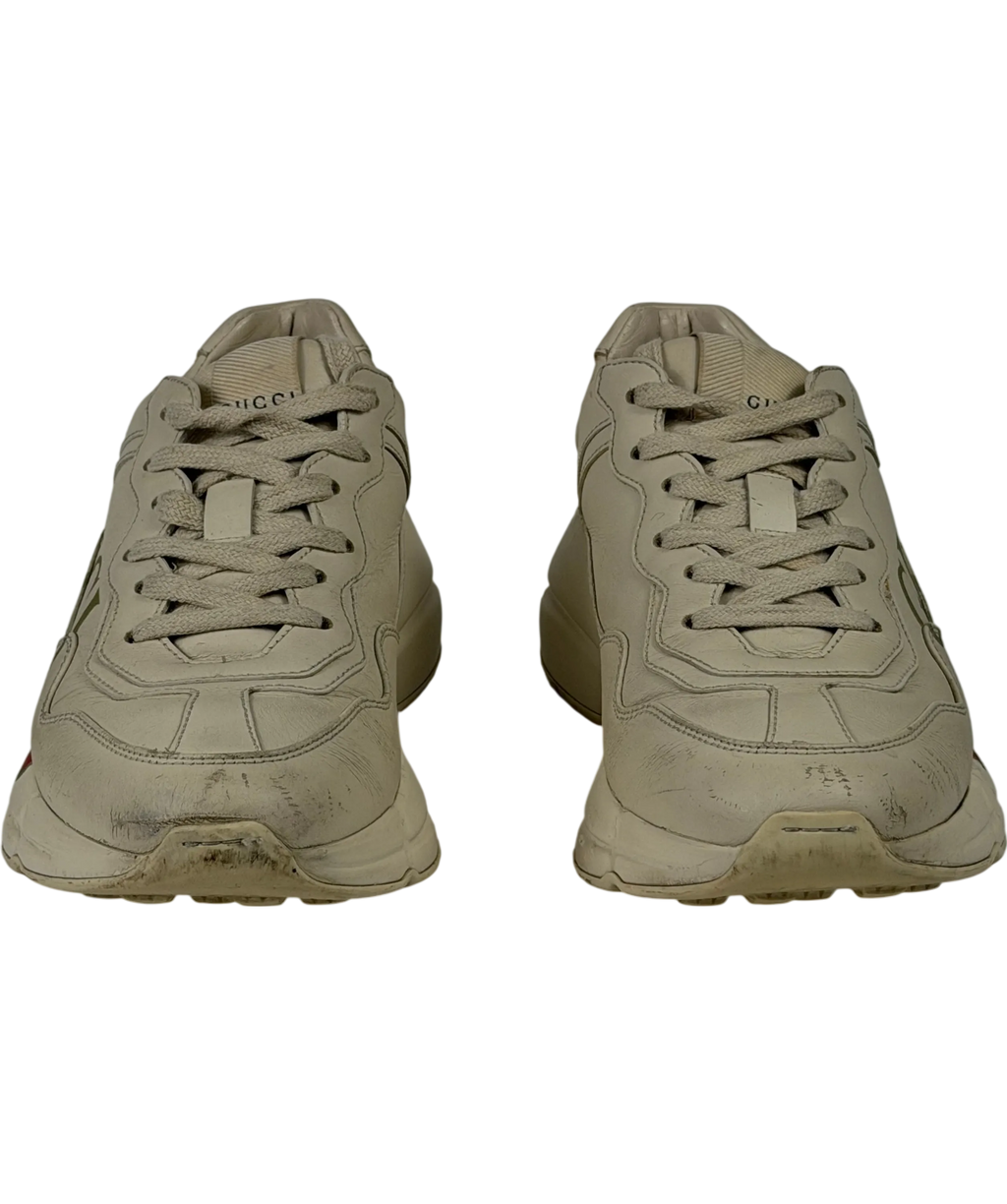 GUCCI Cream Logo Rhyton Leather Trainers UK 3.5 EU 36.5