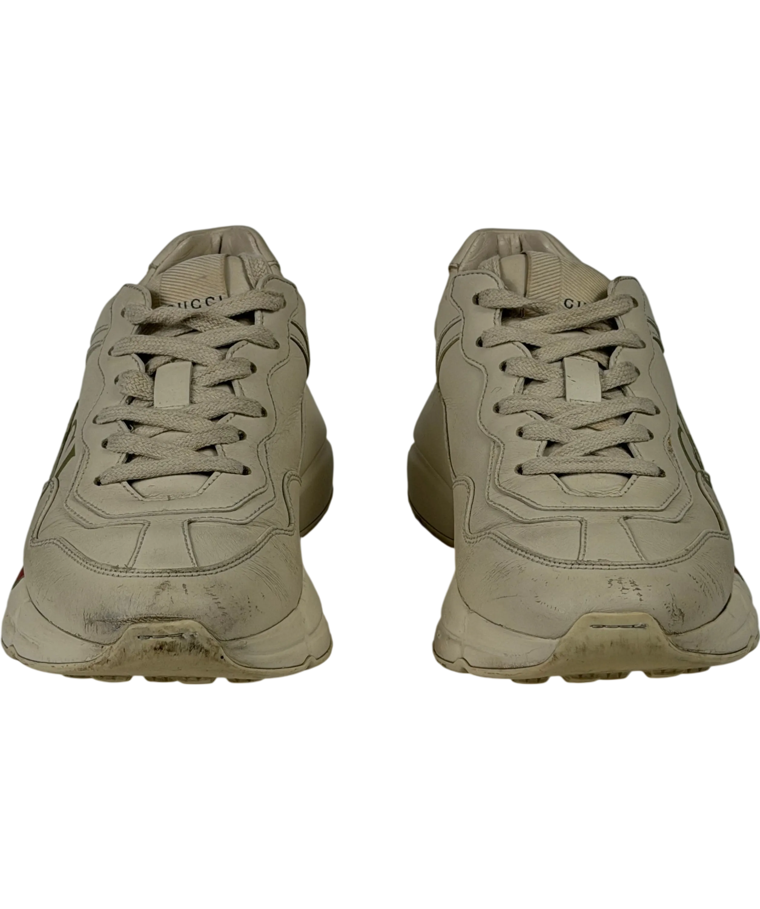 GUCCI Cream Logo Rhyton Leather Trainers UK 3.5 EU 36.5