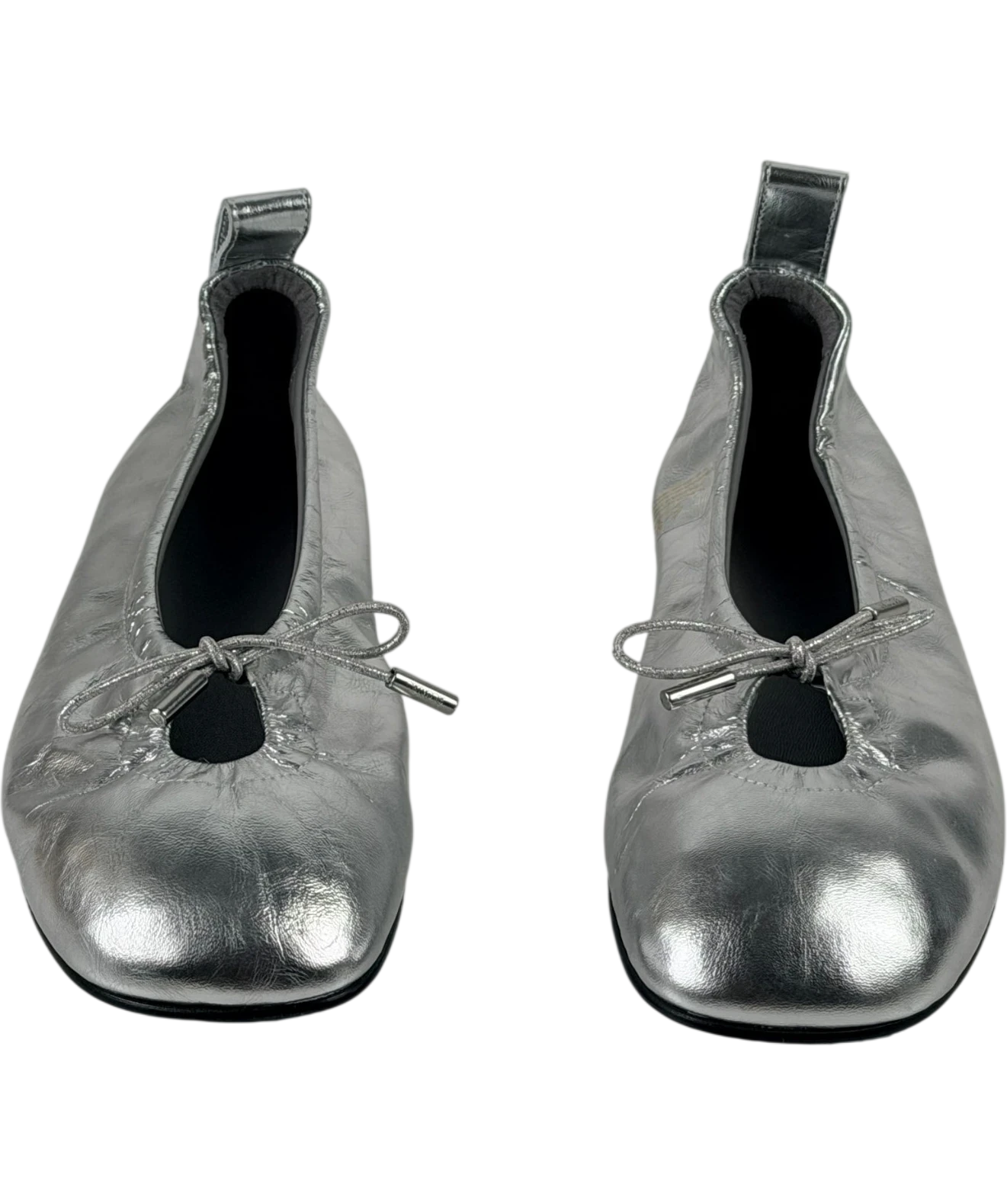 alohas Rosalind Shimmer Metallic Silver Leather Ballet Flats UK 6 EU 39