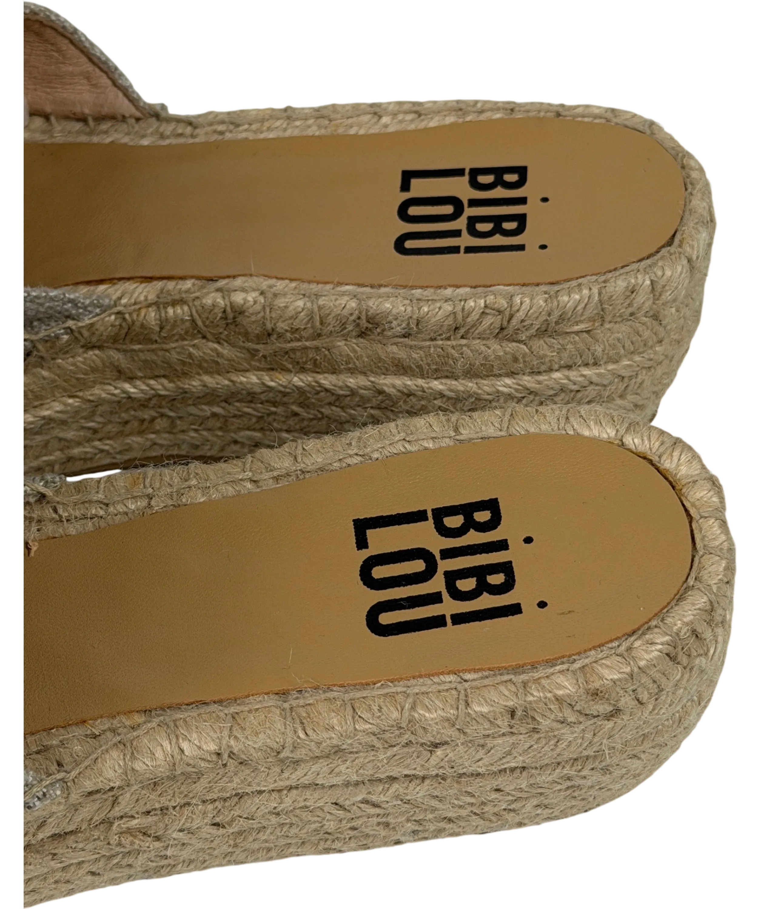 BIBI LOU Beige Linen Crystal-embellished Bow Espadrille Slide Sandals UK 7 EU 40