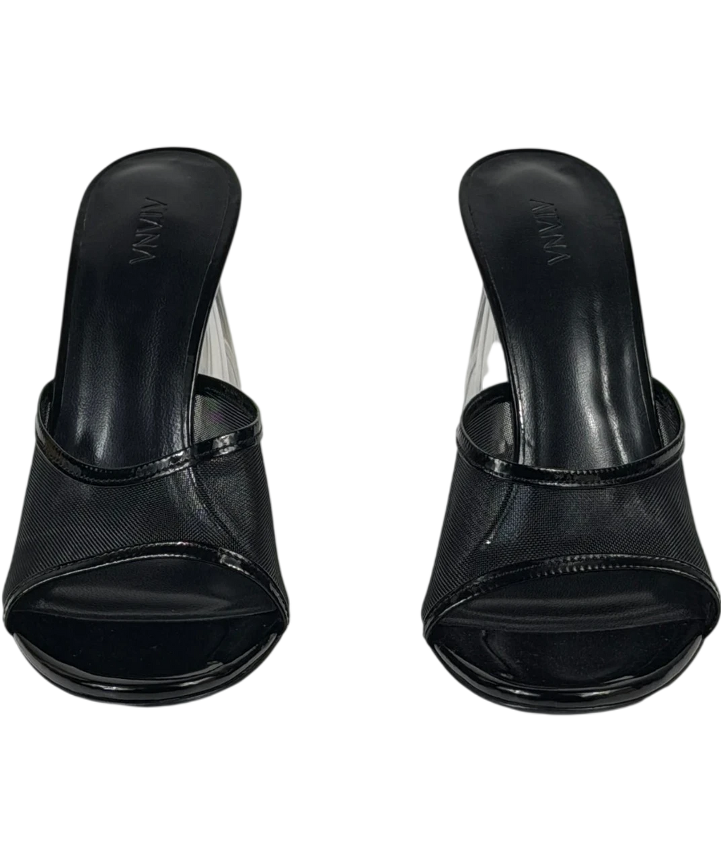 HOUSE OF ATANA Fiorellini Black Patent And Mesh Glass Mules UK 5 EU 38