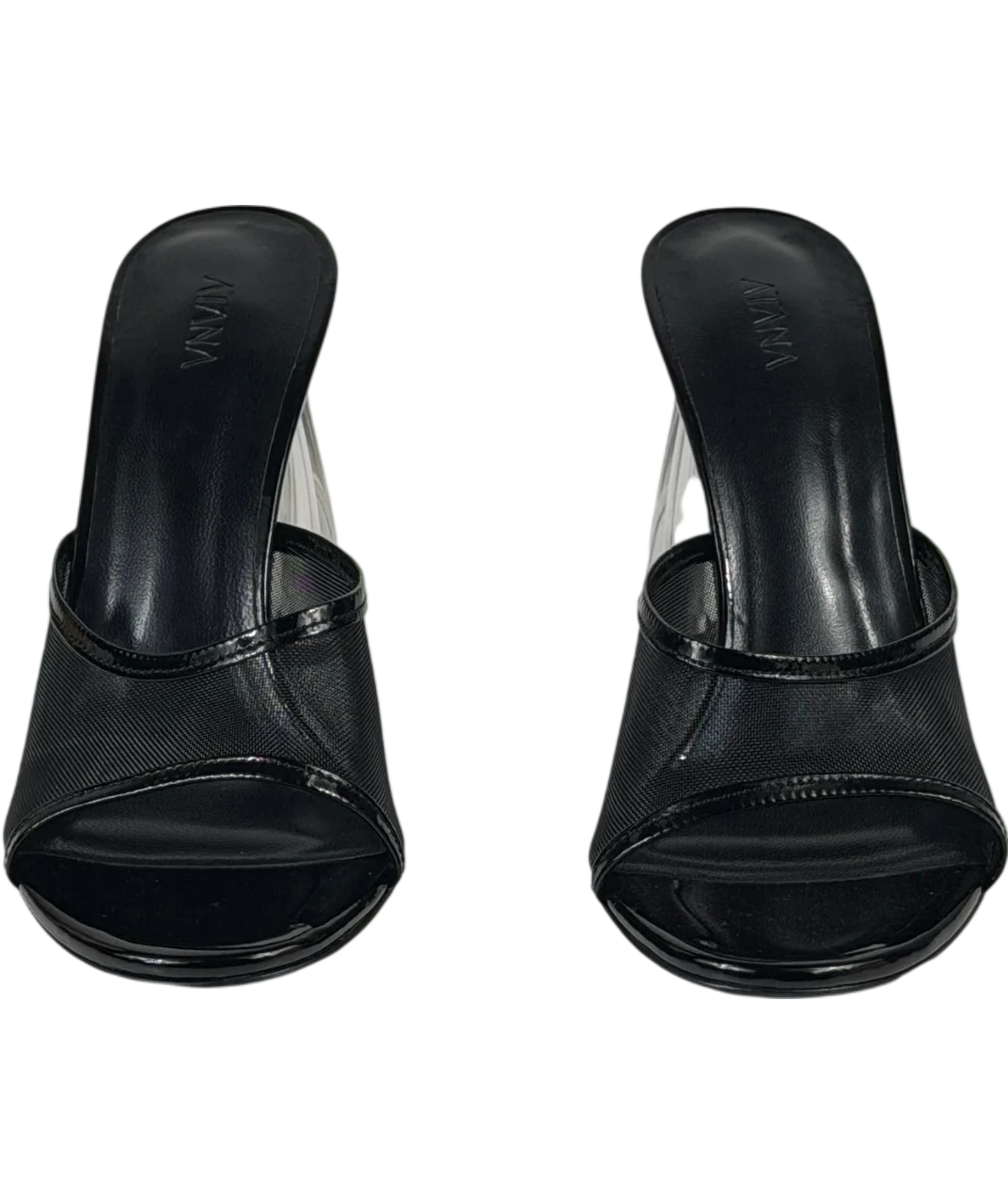 HOUSE OF ATANA Fiorellini Black Patent And Mesh Glass Mules UK 5 EU 38