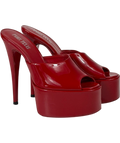 Paris Texas Red Marina Platform Mules In Glossy Patent Leather UK 4 EU 37
