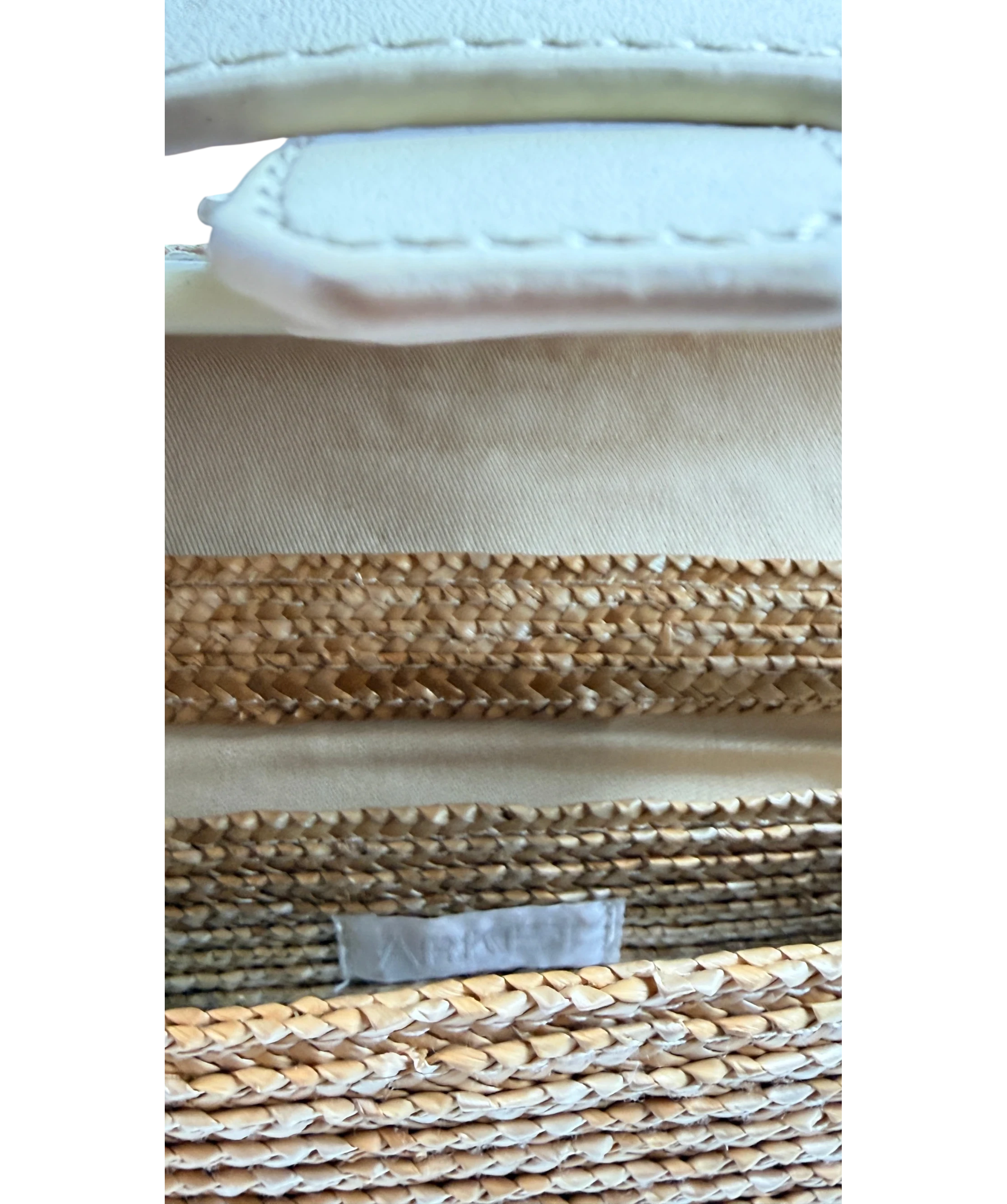 Arket Rectangular Straw & Leather Bag, Cream & Natural
