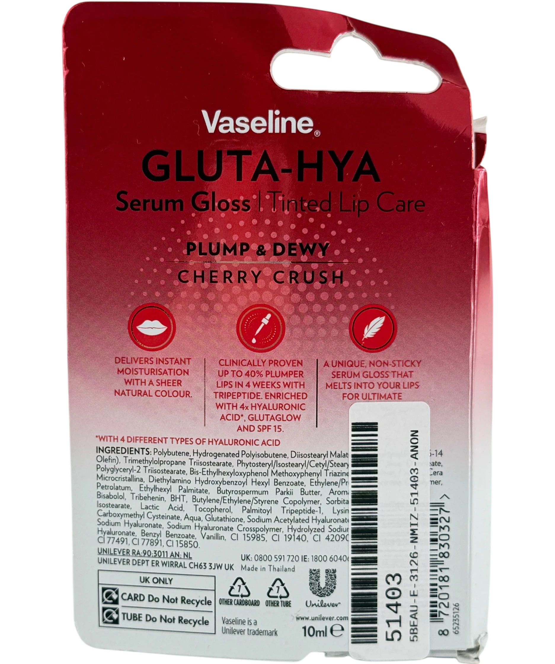 VASELINE Gluta-hya Lip Serum Gloss Cherry 10ml
