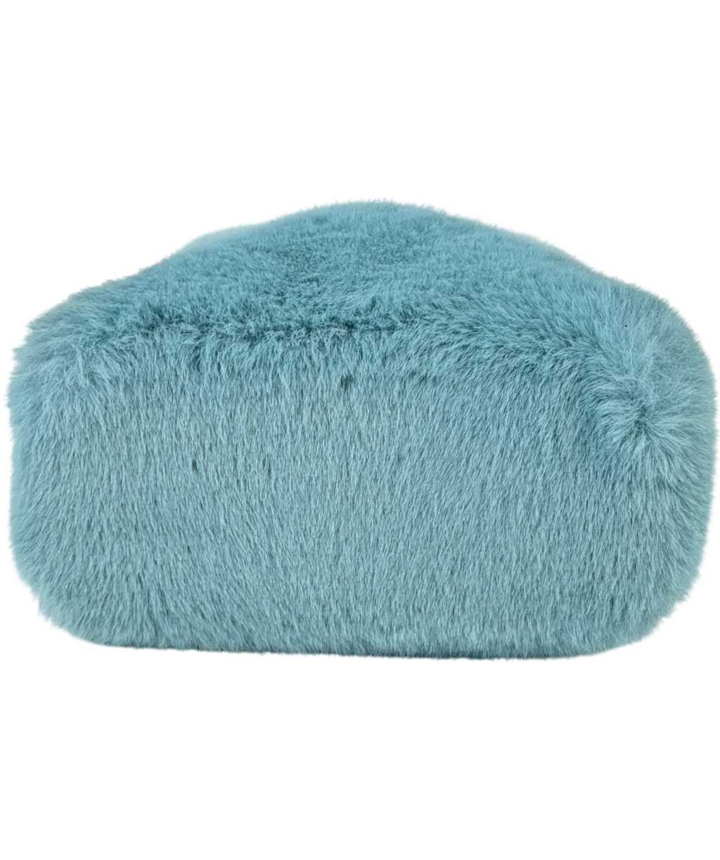 BLUMARINE Faux Fur Top Handle Bag With Brocch Logo In Lagoon Blue One Size
