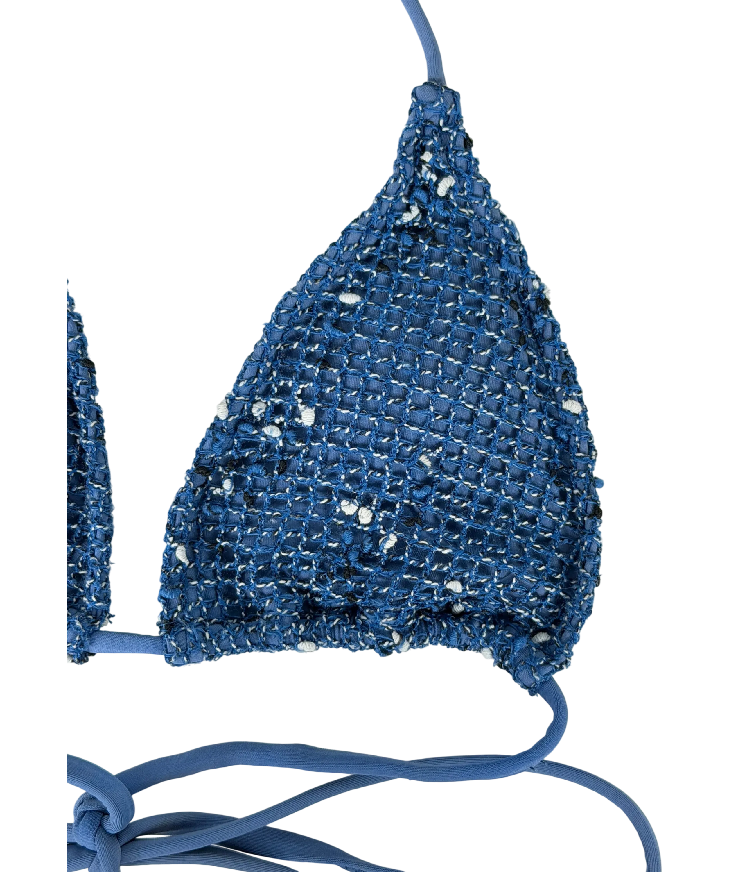 With Jean Blue Crochet Speckle Detailed Bikini Top & Beach Skirt UK XS