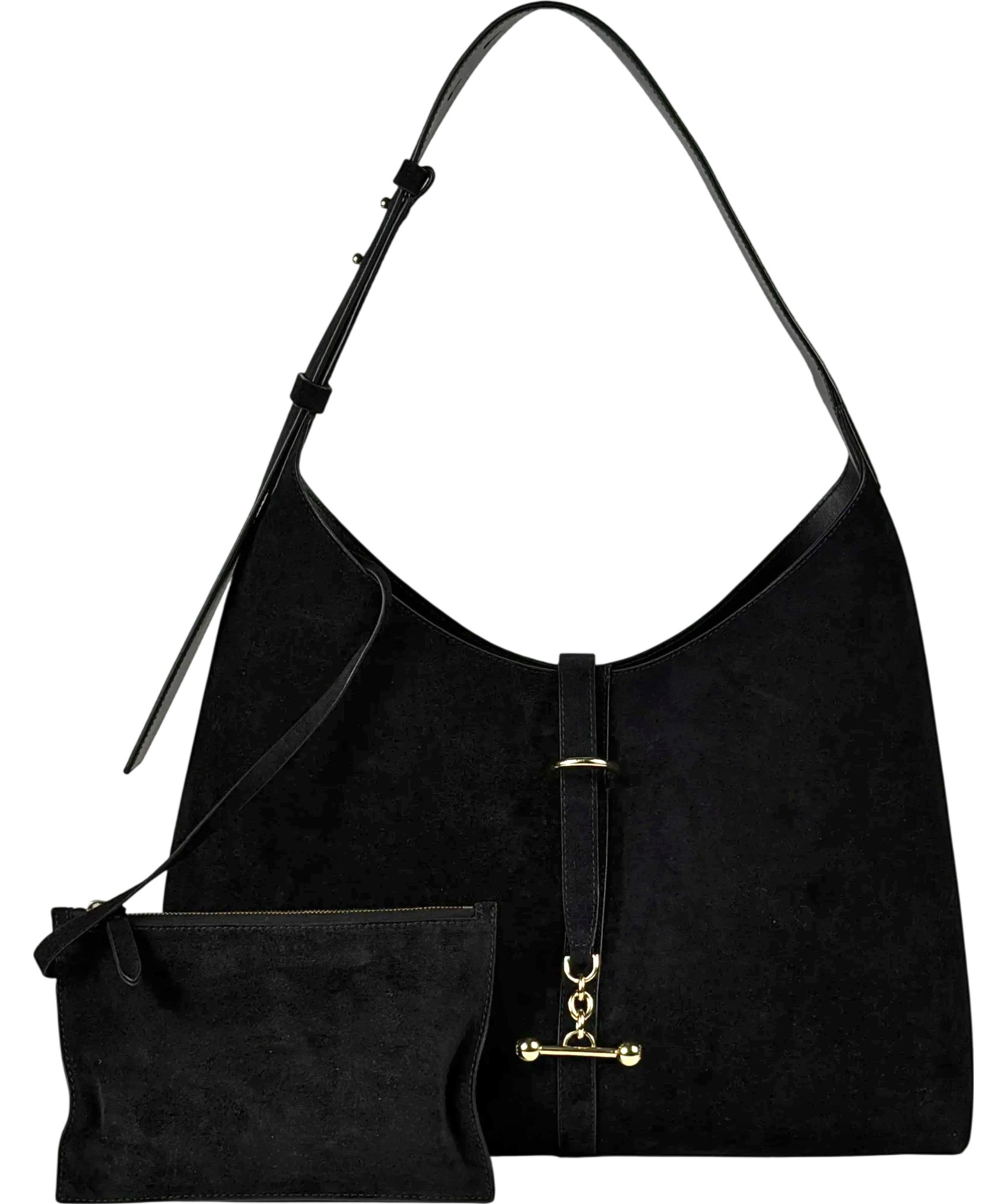 STRATHBERRY Kite Hobo Maxi In Black Suede One Size