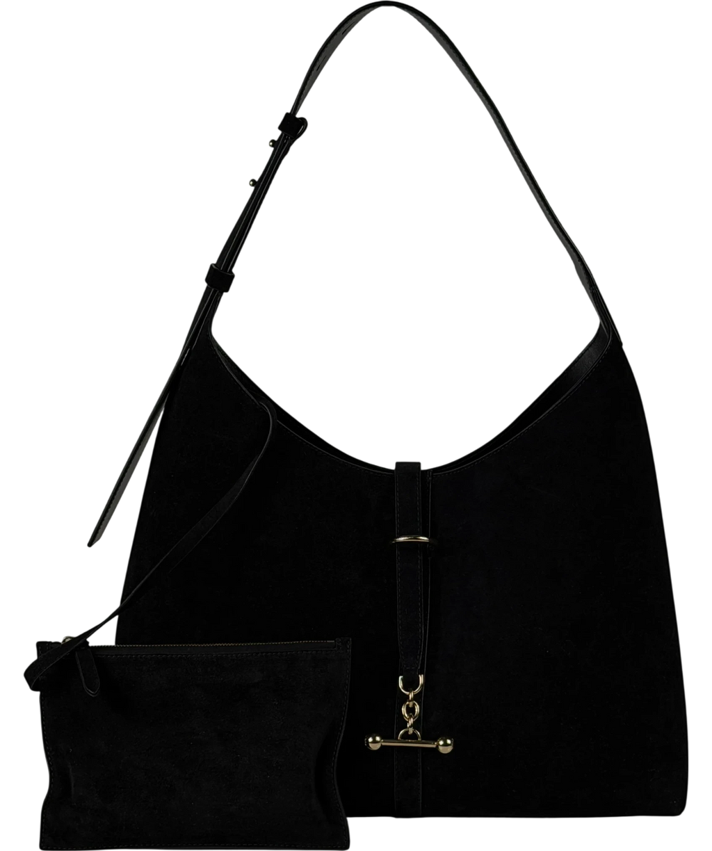 STRATHBERRY Kite Hobo Maxi In Black Suede One Size