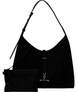 STRATHBERRY Kite Hobo Maxi In Black Suede One Size