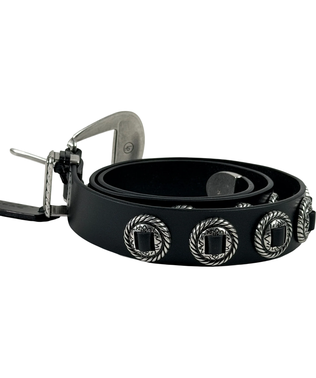 LINEA PELLE Studded Western Concho Belt In Black UK M