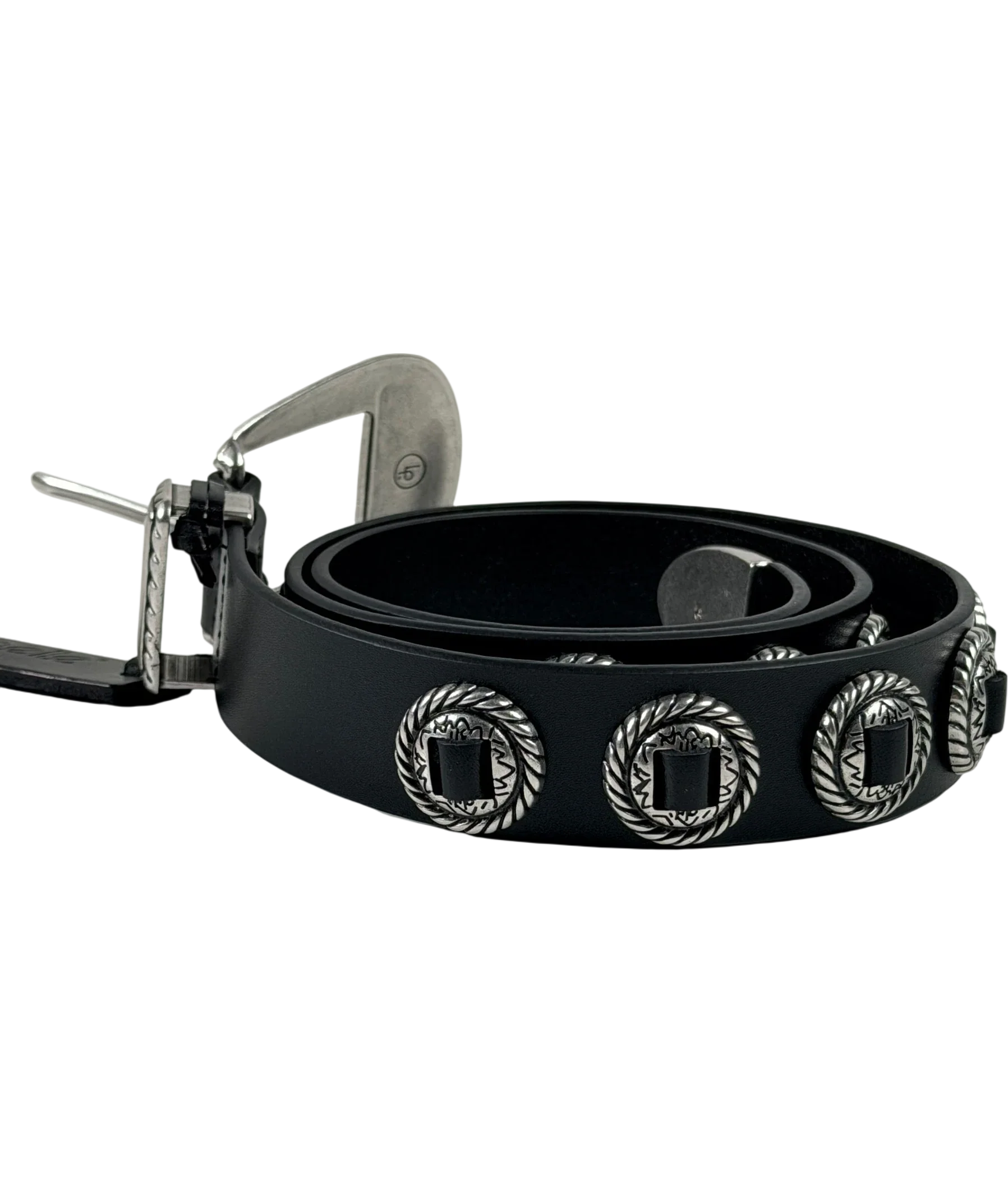 LINEA PELLE Studded Western Concho Belt In Black UK M
