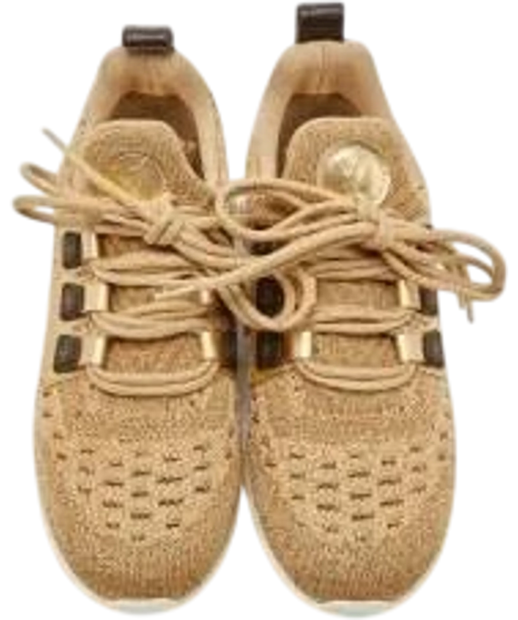 LOUIS VUITTON Gold Metallic Lurex Knit Aftergame Low Top Trainers UK 3 EU 36