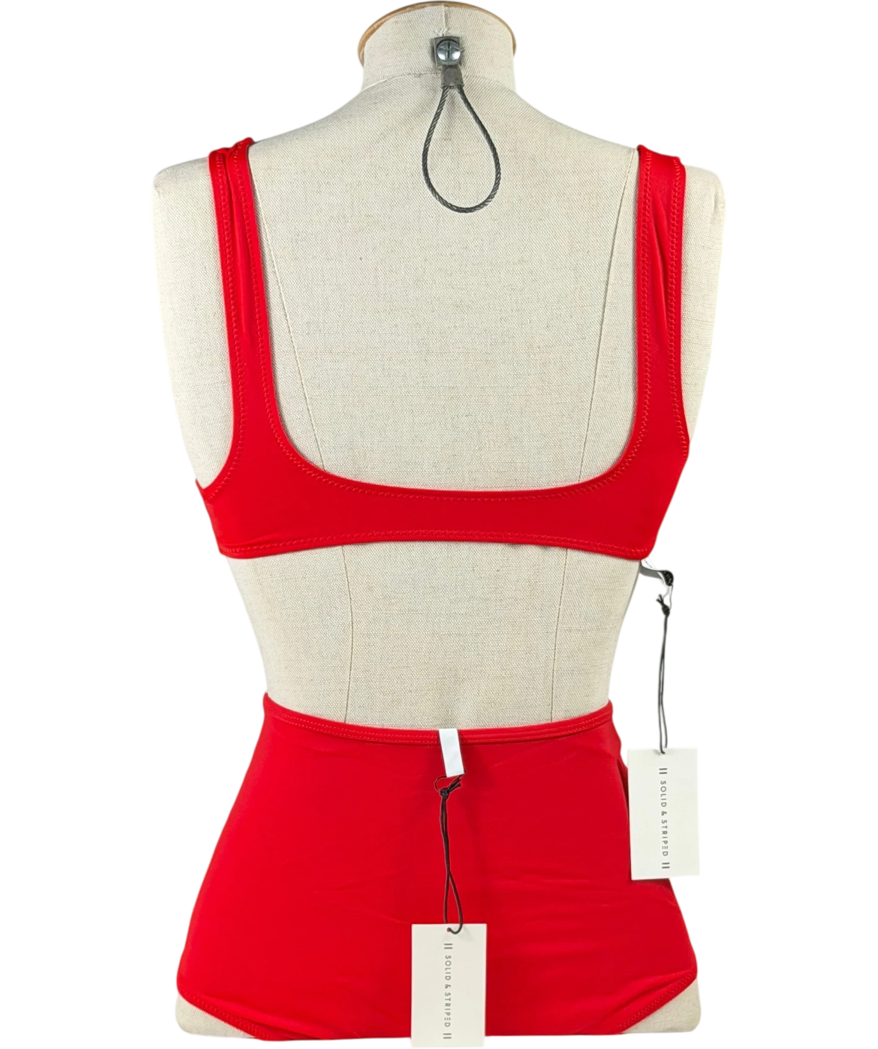 SOLID & STRIPED Red Scoop Neck High Waisted Bikini Set UK XS