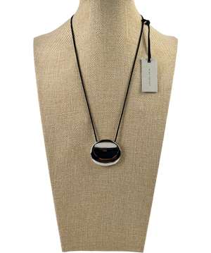 Mint Velvet Metallic Silver Tone Stud Rope Pendant Adjustable Necklace One Size One Size