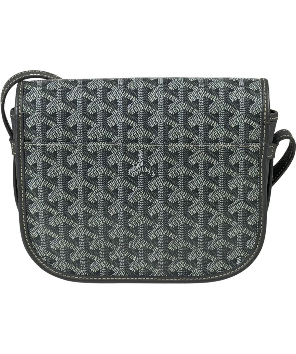 GOYARD Personalized "L.W" Grey Goyardine Canvas Belvedere Pm Messenger Bag