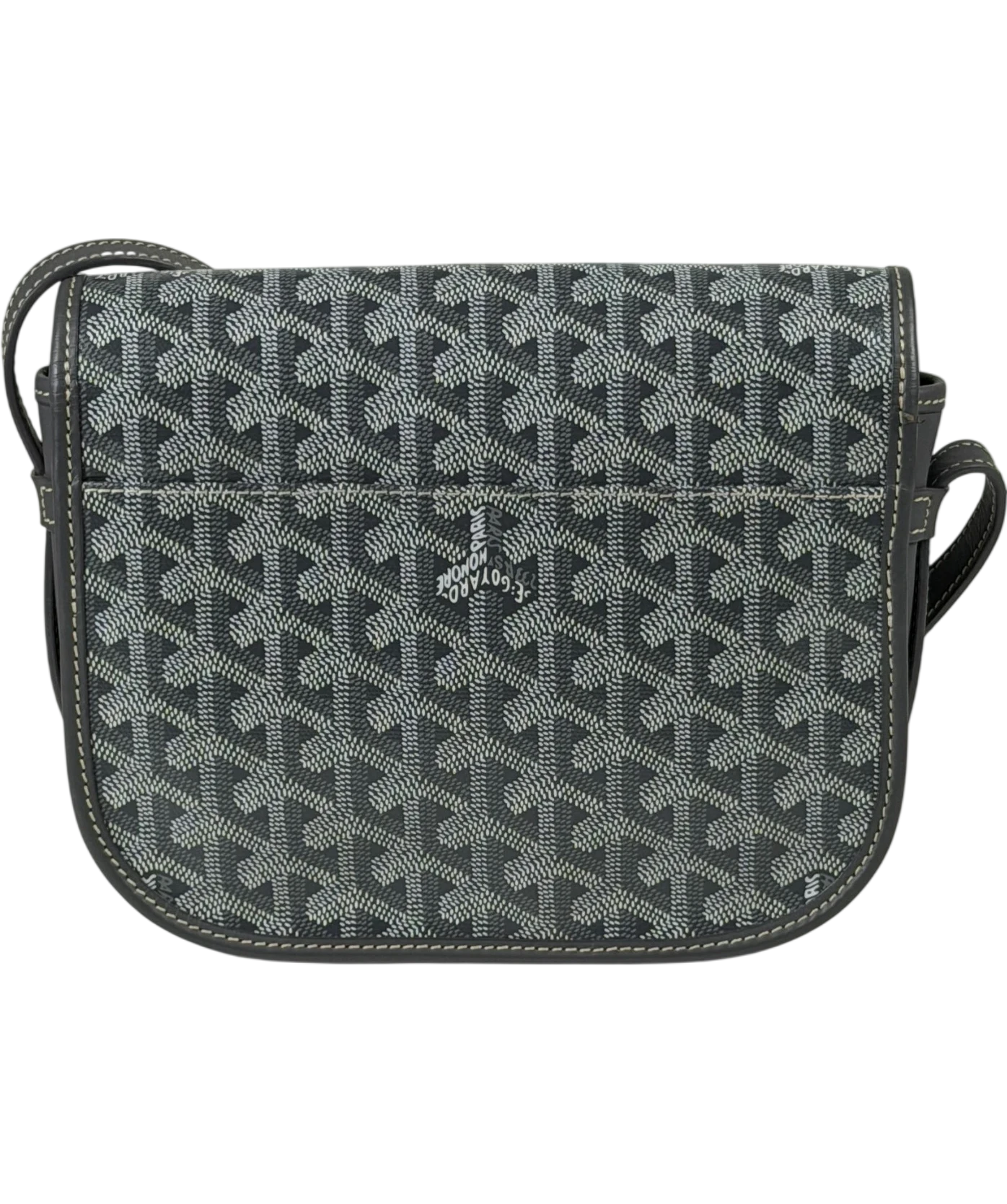 GOYARD Personalized "L.W" Grey Goyardine Canvas Belvedere Pm Messenger Bag