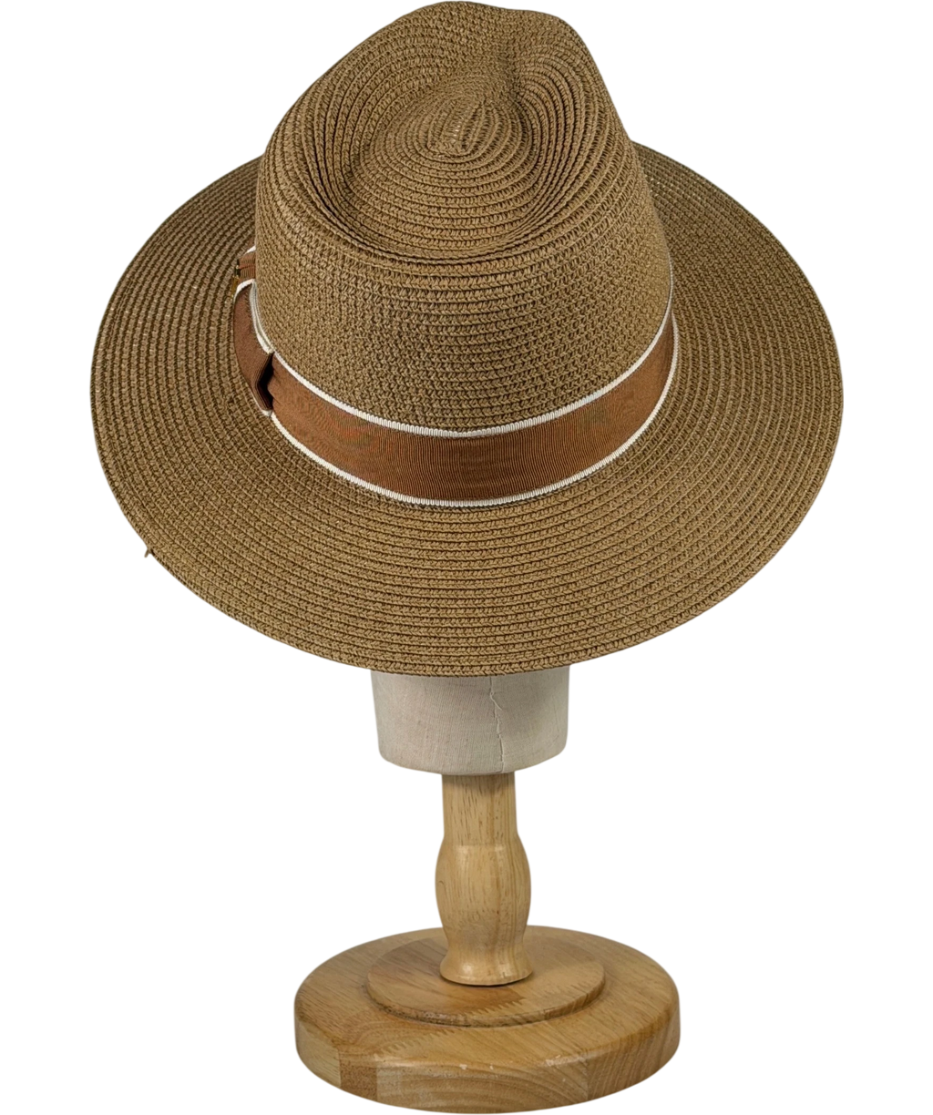 HOLLAND COOPER Francesca Hat Camel Beige Latte Bow With Gold Logo UK S