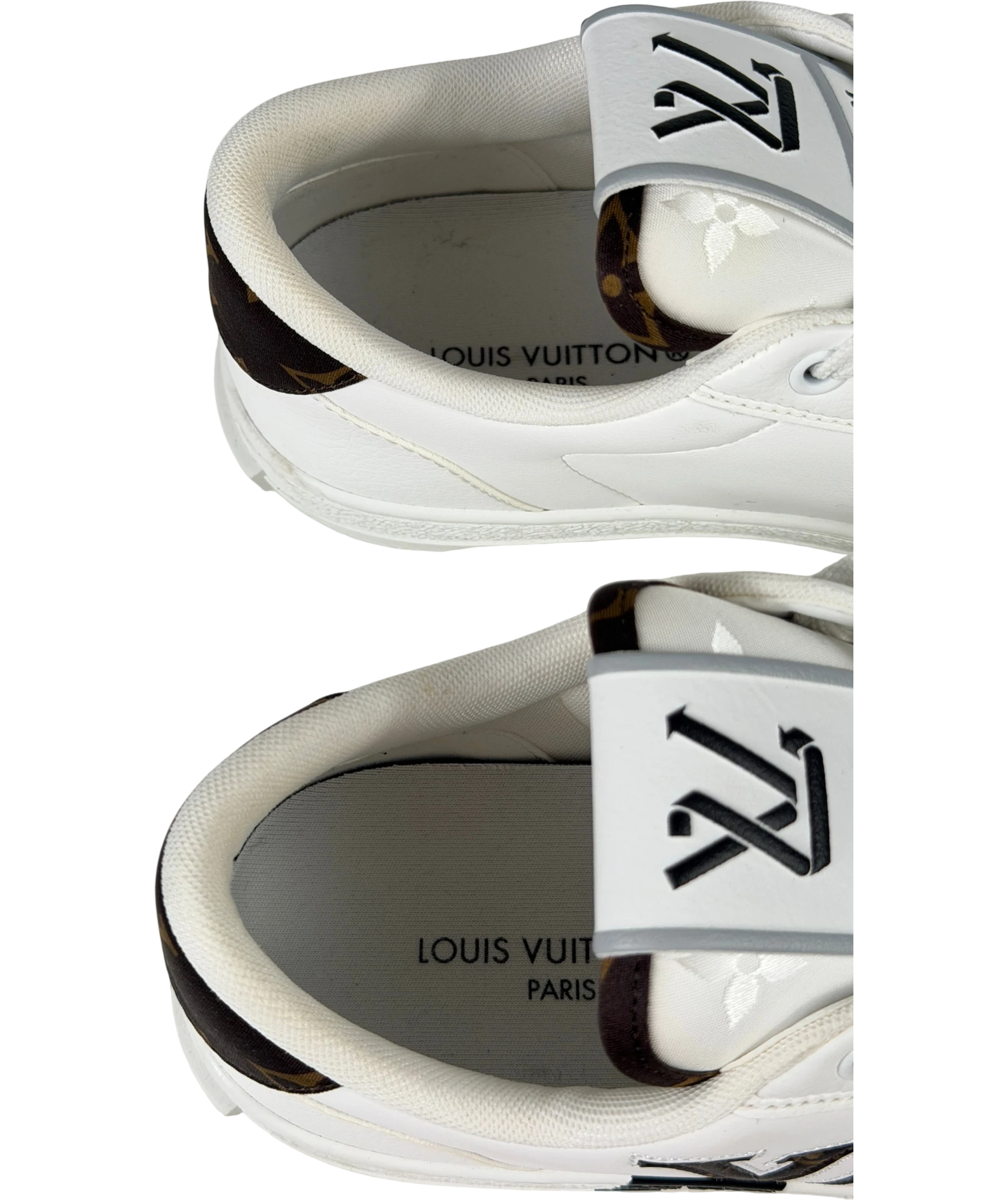 LOUIS VUITTON Charlie White Leather Monogram Low-top Sneakers UK 5 EU 38