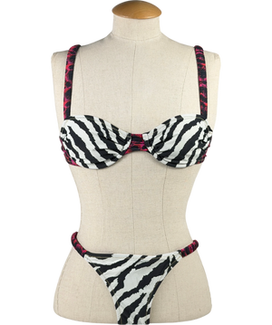 REINA OLGA Black Marti Zebra And Leopard Print Bikini Set Sz1 UK S