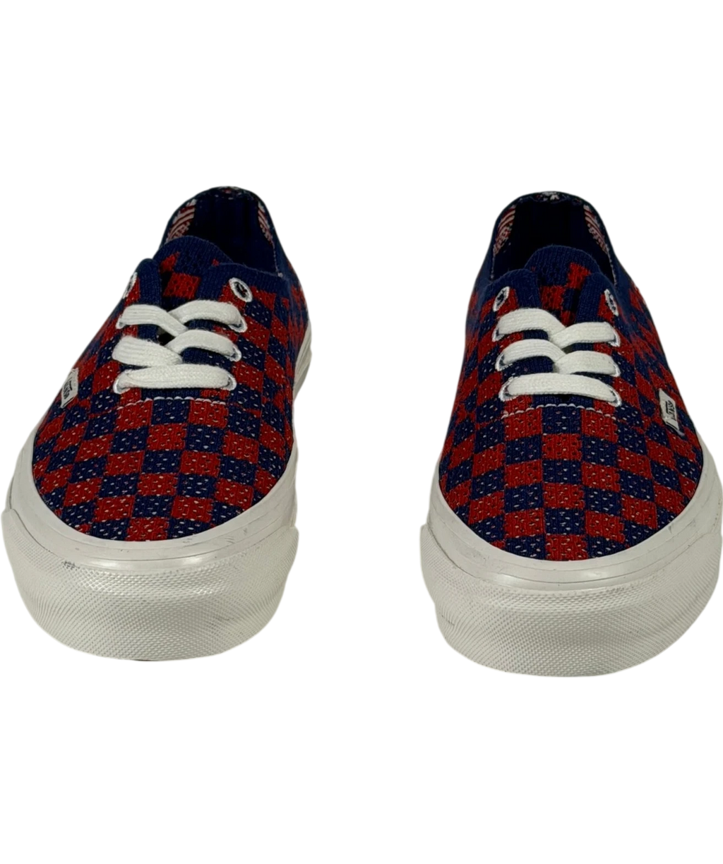 VANS Premium Authentic 44 Ek Punk Check Red And Blue Sneakers UK 3 EU 36