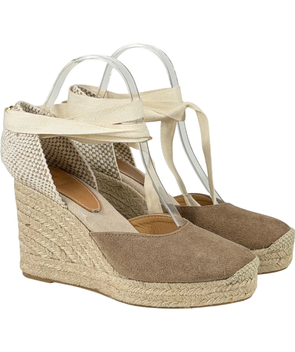 HOLLAND COOPER Seville Wedge Espadrilles In Taupe Beige Suede UK 5 EU 38