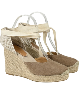 HOLLAND COOPER Seville Wedge Espadrilles In Taupe Beige Suede UK 5 EU 38